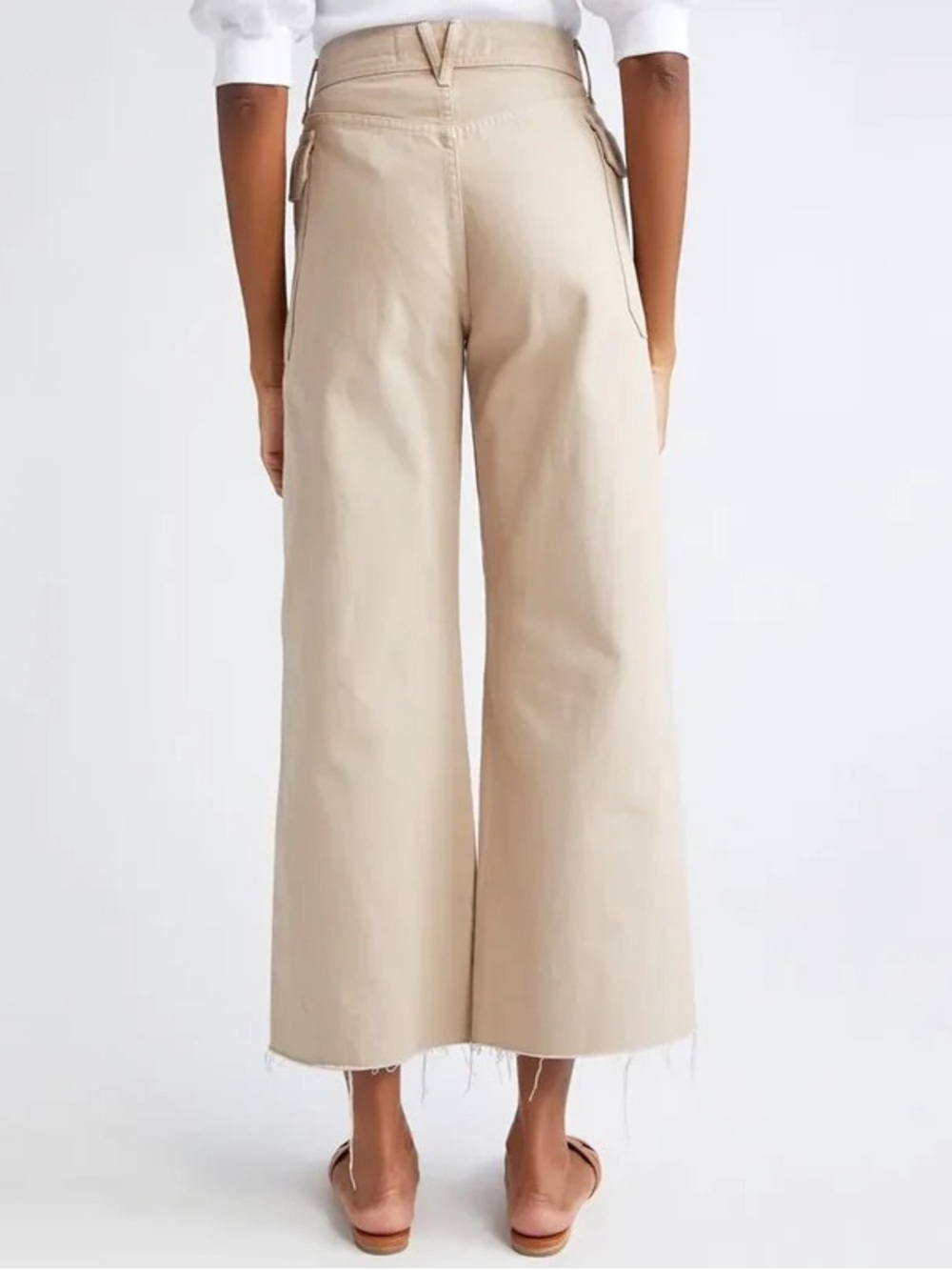 Veronica Beard Neutral Beige Wide-Leg Utility Jeans - Picture 2 of 7
